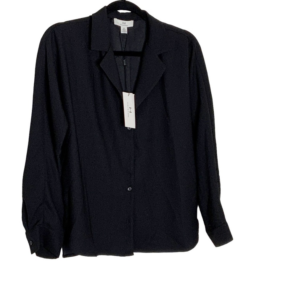 H by HALSTON black buttoned down shirt. NWT Size S